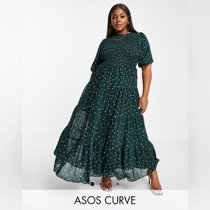ASOS Design Curve shirred tiered maxi dress